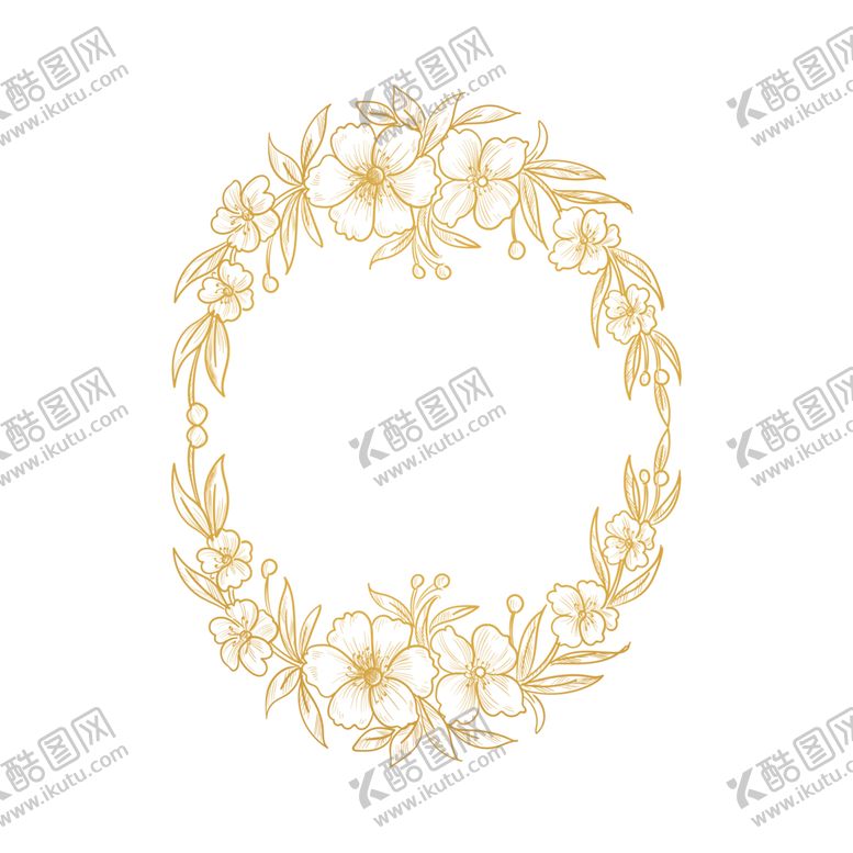编号：92909901201535236548【酷图网】源文件下载-植物金色边框花环