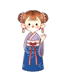 水彩人物卡通插画