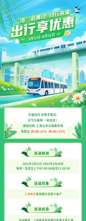 绿色出行享优惠长图海报