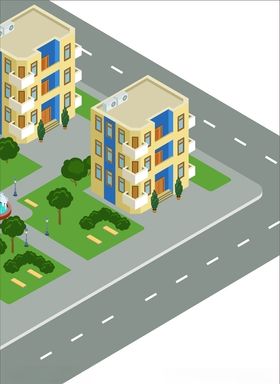 理发店社区插画住宅区