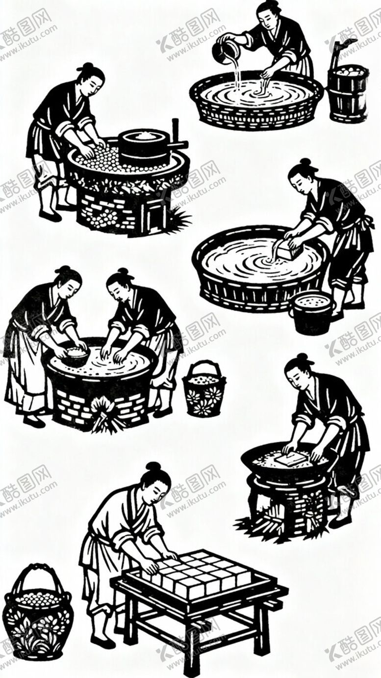 编号：75509511251652455585【酷图网】源文件下载-传统豆腐操作步骤图示