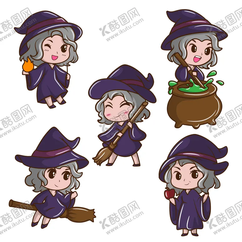 编号：80194311011630349610【酷图网】源文件下载-卡通可爱小女巫矢量文件