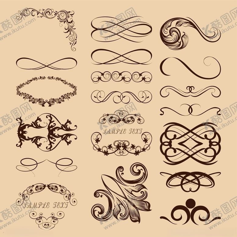 编号：80293211142119583804【酷图网】源文件下载-复古装饰性花纹设计元素