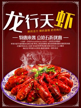 小龙虾易拉宝海鲜美食招贴