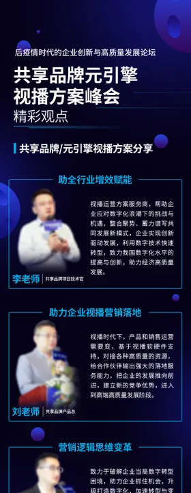 峰会讲师精彩观点长图海报