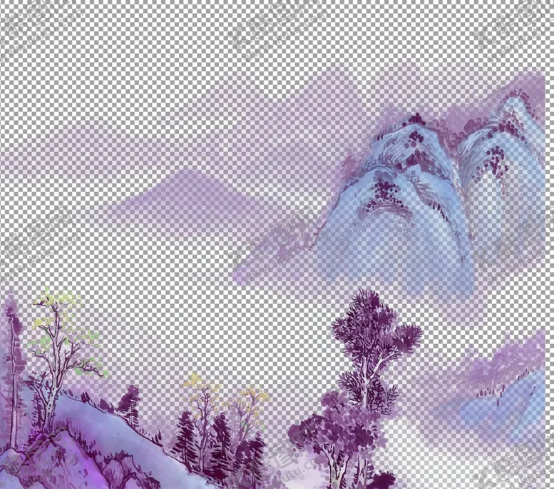 编号：76078204172240398701【酷图网】源文件下载-透明底山水画