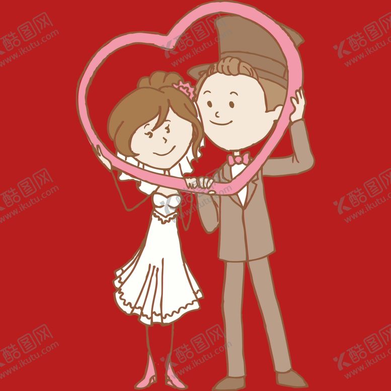 编号：80682502030042319423【酷图网】源文件下载-手绘结婚男女