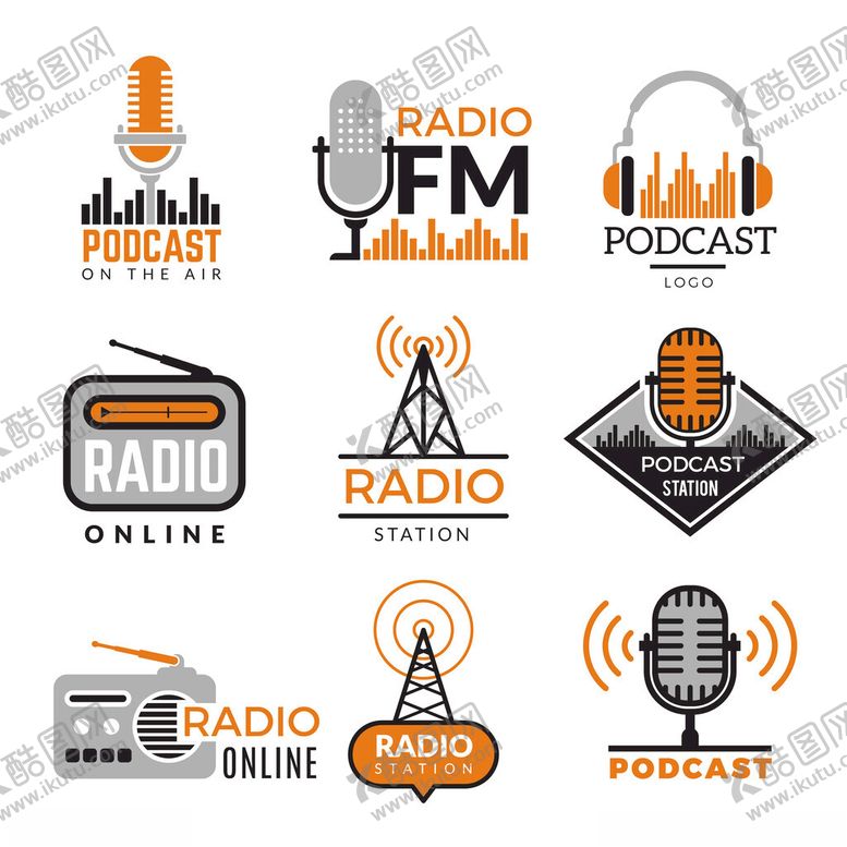 编号：49021111211518564167【酷图网】源文件下载-广播电台与播客相关图标集