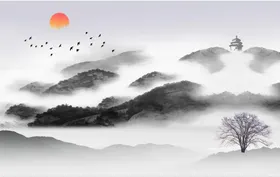 山水画风景国中堂墨