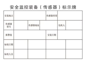 安全监控装备传感器标示牌