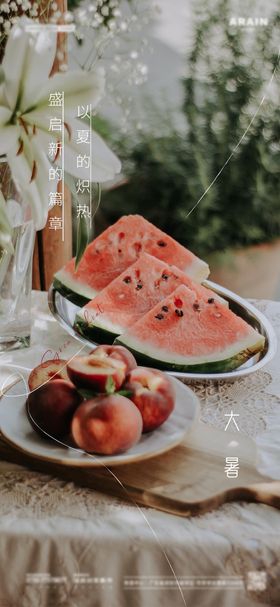 大暑海报西瓜夏日二十四节气