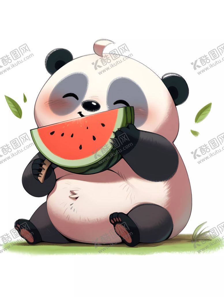 编号：92369701130248139677【酷图网】源文件下载-熊猫在吃西瓜