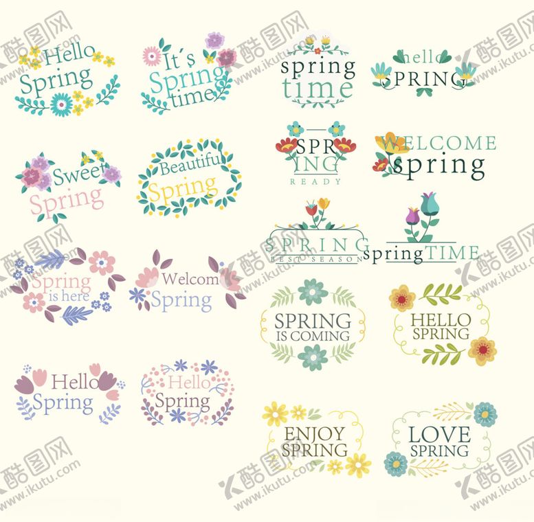 编号：43306404170110351156【酷图网】源文件下载-春季花卉装饰边框设计元素