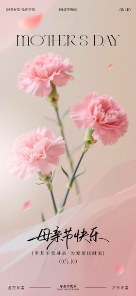 母亲节海报温馨母女康乃馨