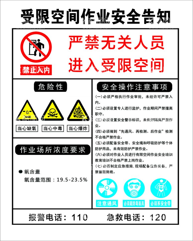 编号：35896410010126493089【酷图网】源文件下载-受限空间作业安全告知