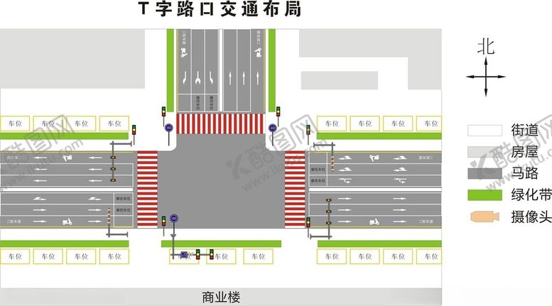 编号：78641603051217068393【酷图网】源文件下载-T字路口交通布局图