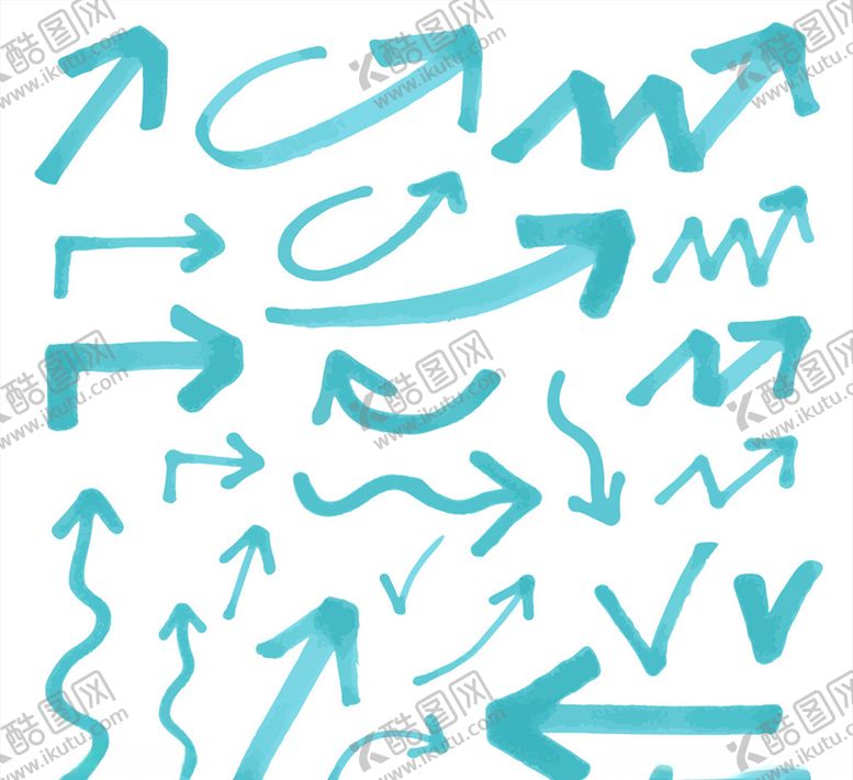 编号：71542910040915539902【酷图网】源文件下载-蓝色手绘箭头矢量素材