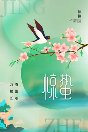 惊蛰宣传海报微信转发节插画