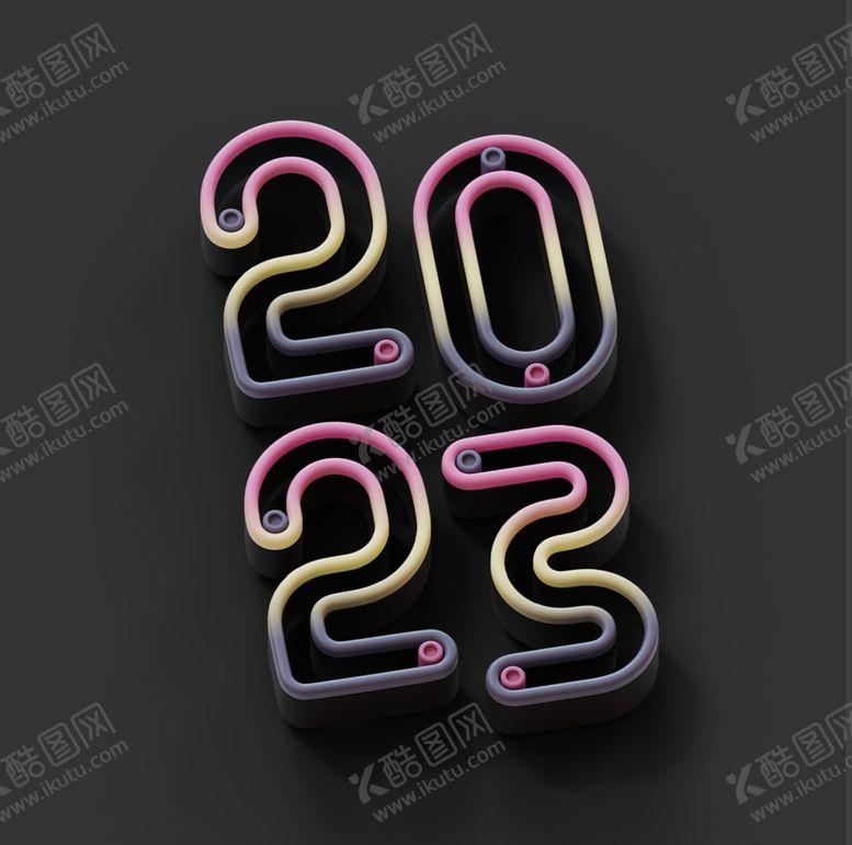 编号：26937509161721089608【酷图网】源文件下载-彩色渐变灯管2023艺术字