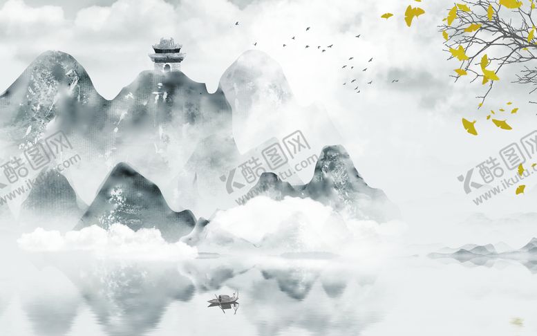 编号：42871509150332400963【酷图网】源文件下载-水墨山水画新中式意境