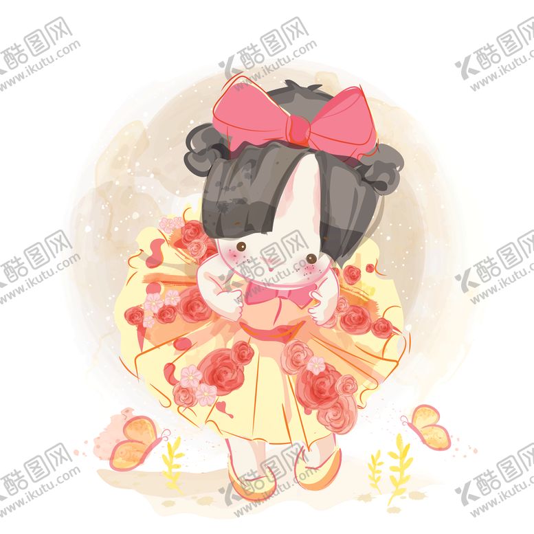 编号：62416104171104334281【酷图网】源文件下载-水彩手绘女孩