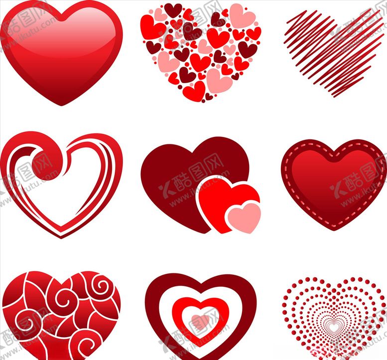 编号：19391009270421469911【酷图网】源文件下载-矢量心形图标