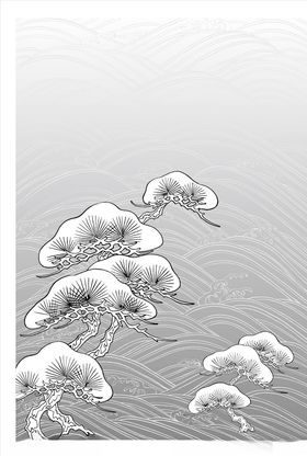 线描松树