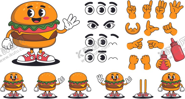 编号：80382804141440188925【酷图网】源文件下载-卡通汉堡图案