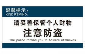 矢量注意防盗提示牌
