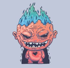 创意嘻哈怪物涂鸦插画