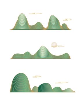 中式文化墙山矢量山背景图