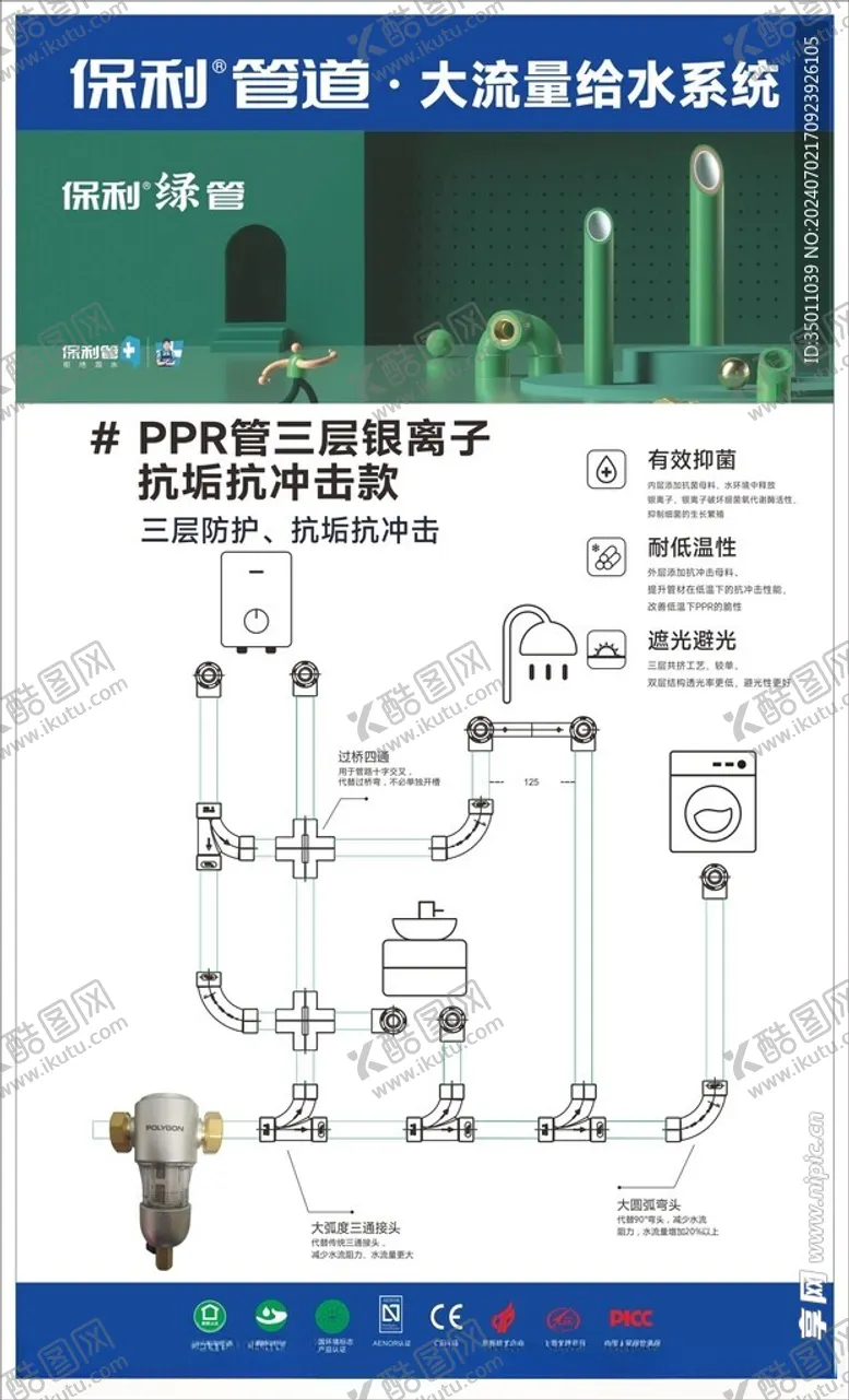 编号：91365102131801147842【酷图网】源文件下载-保利三层绿色抗抗菌管