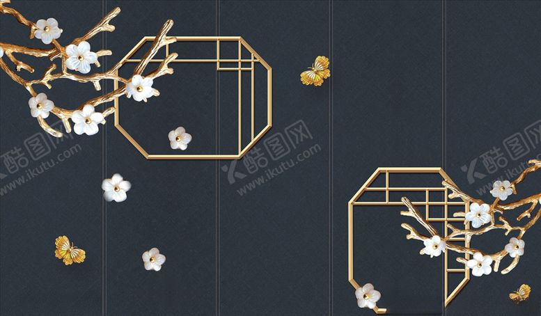 编号：83500706191224189747【酷图网】源文件下载-花鸟画梅花背景墙