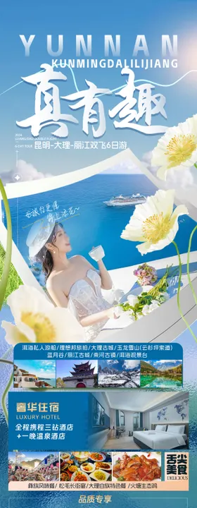 云南旅游海报丽江美食长图景点