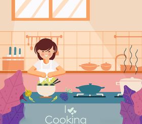 创意厨房烹饪的女子