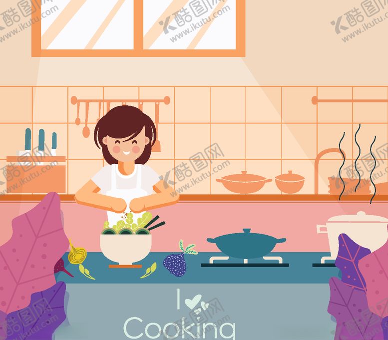 编号：49546709222258473311【酷图网】源文件下载-创意厨房烹饪的女子