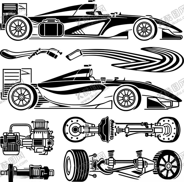 编号：96987904052002318863【酷图网】源文件下载-赛车设计元素与部件展示