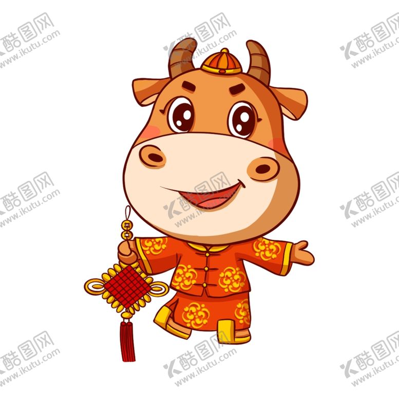 编号：28694409261036125251【酷图网】源文件下载-牛卡通牛春节过年装饰手绘卡通