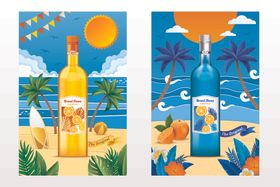 夏日海滩饮料插画