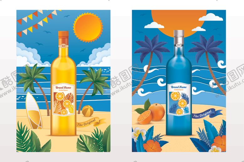 编号：13743006292024404955【酷图网】源文件下载-夏日海滩饮料插画