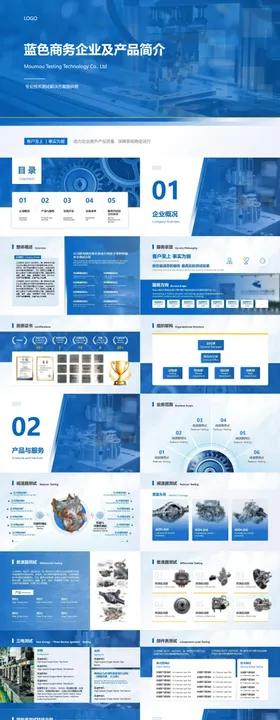 蓝色商务简约企业产品简介