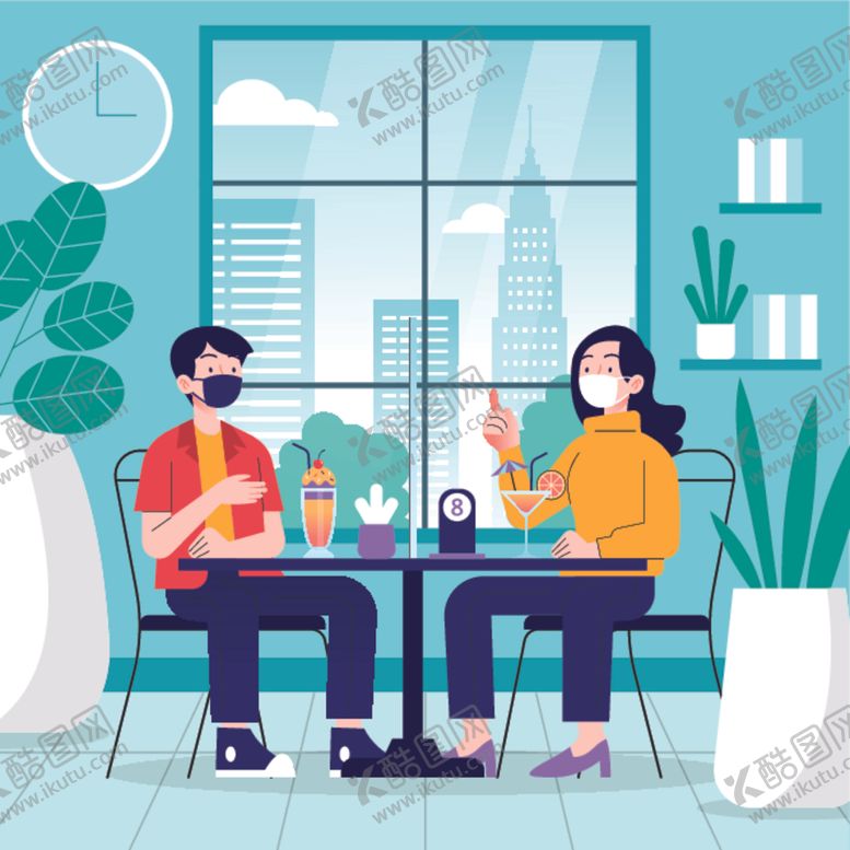 编号：79091809262028015601【酷图网】源文件下载-情侣约会网红饮品店场景插画