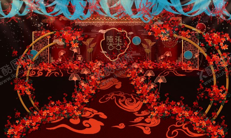编号：27382509110807393317【酷图网】源文件下载-红色中式婚礼图