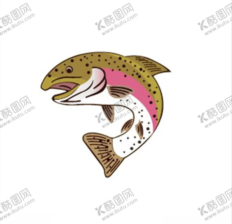 编号：25945706261920018702【酷图网】源文件下载-手绘彩色鱼大马哈鱼AI矢量图
