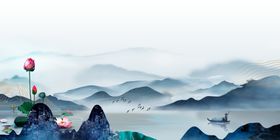 水墨山水间的梦幻热气球