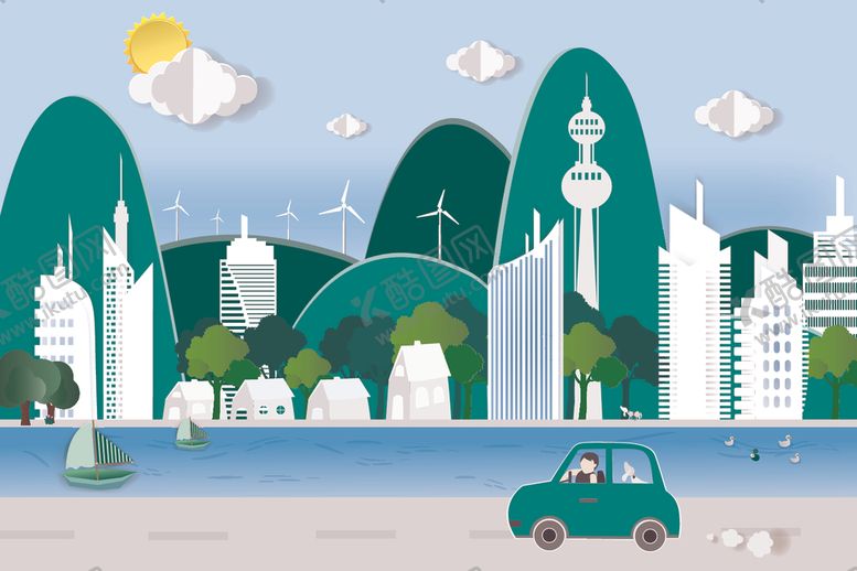 编号：44484209212212525558【酷图网】源文件下载-剪纸风格风景