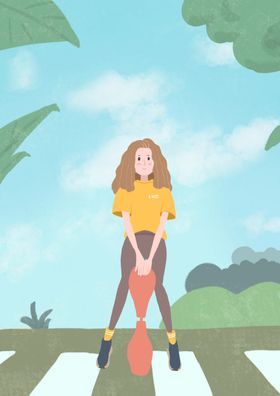 手绘插画可爱女生治愈系人物