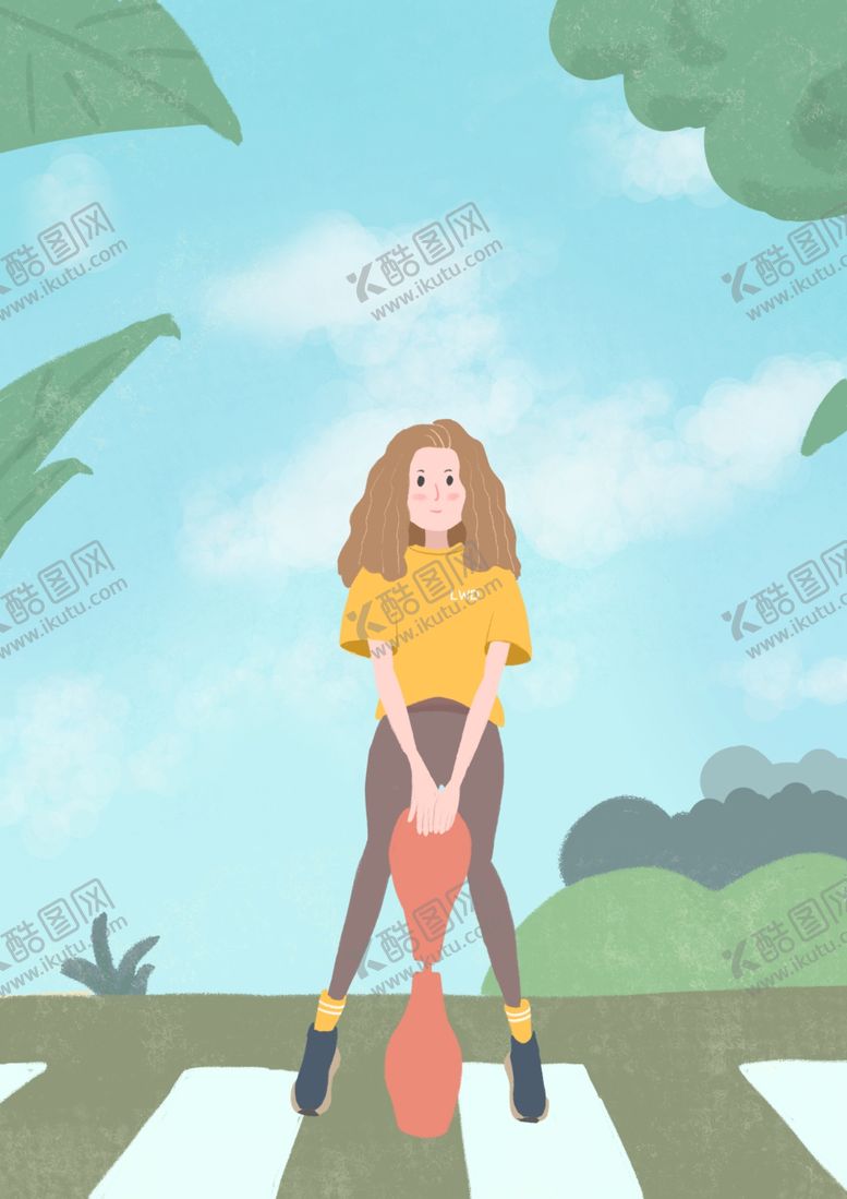 编号：70682007030003303197【酷图网】源文件下载-手绘插画可爱女生治愈系人物