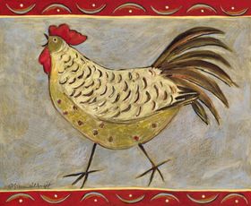 手绘插画公鸡海报招贴油画