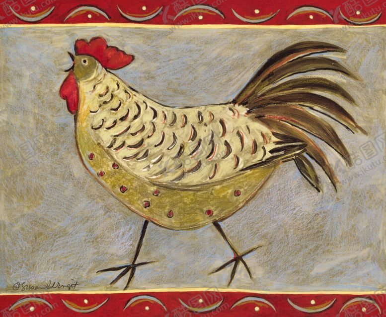 编号：26239010291145022272【酷图网】源文件下载-手绘插画公鸡海报招贴油画